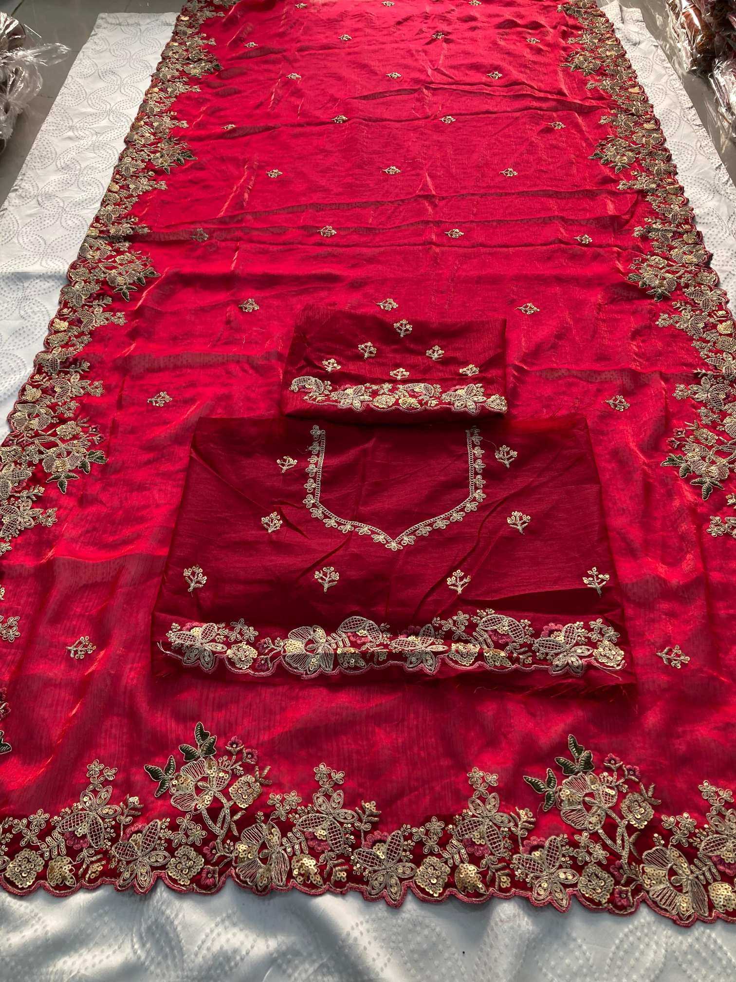Chiffon  Embroidered Cutwork Saree